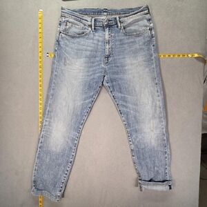 Levis 522 Jeans Mens Selvedge Light Whiskers Honeycomb Altered Hem Fits 34x28